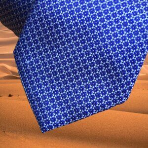 $490 BRIONI Handmade Navy Blue Silver Micro Squares Geometric Silk Tie LUX Italy